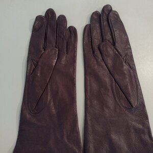 Brown leather driving gloves